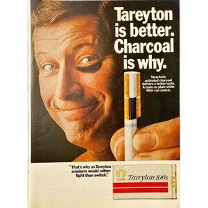 Tareyton 100's Filter Cigarettes "Better: Charcoal is Why" Playboy Vtg Print Ad